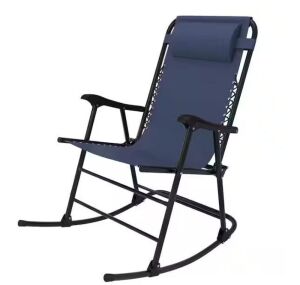 Navy Metal Outdoor Rocking Chair Folding Light-weight Portable Design, with Headrest 