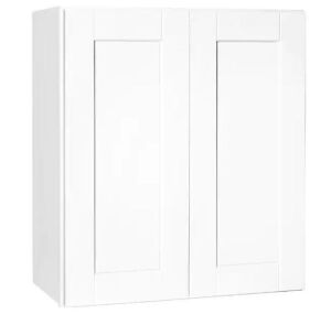 Hampton Bay Shaker 27 in. W x 12 in. D x 30 in. H Assembled Wall Kitchen Cabinet in Satin White