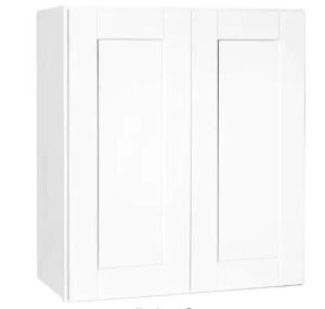 Hampton Bay Shaker 27 in. W x 12 in. D x 30 in. H Assembled Wall Kitchen Cabinet in Satin White