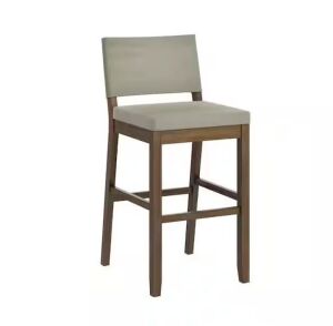 Nathan James Linus 29 in. Modern Upholstered Bar Height Bar Stool with Back and Wire Brushed Wood Frame - No Instructions