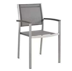 MODWAY Shore Patio Aluminum Outdoor Dining Chair in Silver Gray