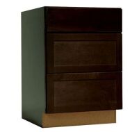 Hampton Bay Shaker 24 in. W x 24 in. D x 34.5 in. H Assembled Drawer Base Kitchen Cabinet in Java with Ball-Bearing Glides