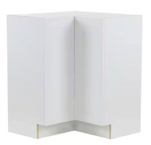 Hampton Bay Cambridge White Shaker Assembled Lazy Susan Corner Base Cabinet w/ 2 Soft Close Doors, 28 in. W x 28 in. D x 34.5 in. H