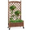 Wood Planter Box & Lattice Trellis w/ Drainage, Optional Wheels - 60in