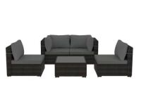 5-Piece Brown Wicker Patio Conversation Set Outdoor Sectional Sofa Set with Coffee Table and Dark Gray Cushions&nbsp;