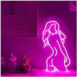 Sexy Lady LED Neon Sign, 23.2" x 13", Pink Lights with Acryclic Backplane - Appears New, Tested-Works