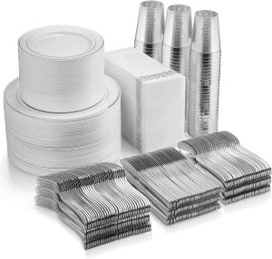 700 piece Plastic Silver Dinnerware Sets