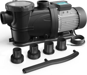 3 HP Pool Pump, 8964GPH, 220V, 2 Adapters, Powerful In/Above Ground Self Primming Swimming Pool Pumps with Filter Basket