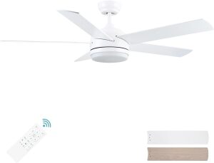 YUHAO 52 inch White Ceiling Fan with Lights