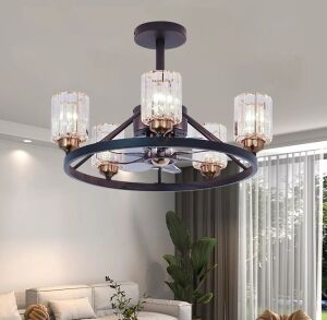 Osgner 22.5'' Black Farmhouse Chandelier Ceiling Fan with Light & Remote