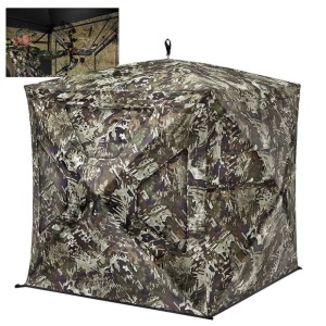 Hunting Blind 270°See Through with Silent Magnetic Door & Sliding Windows, 2-3 Person Pop Up Ground Blind with Carrying Bag, Portable Durable Hunting Tent for Deer & Turkey Hunting(Camouflage)