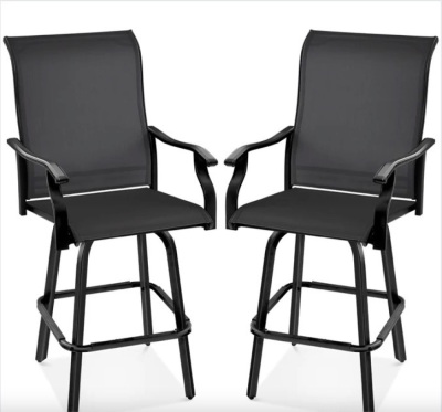 Set of 2 Swivel Barstools w/ 360 Rotation, All-Weather Mesh