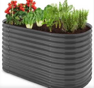 Raised Oval Garden Bed, Customizable Elevated Outdoor Metal Planter - 63in