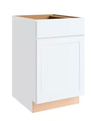 Hampton Bay Courtland 21 in. W x 24 in. D x 34.5 in. H Assembled Shaker Base Kitchen Cabinet in Polar White 