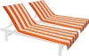 COTTON CRAFT Pool Lounge Chair Cover - 2 Pack - Chaise Beach Picnic Spa Towel - Cabana Stripe - Soft Premium Ringspun Terry Cotton - Oversized - 32 inch wide x 82 inch long with 7 inch Pocket – Orange QTY. 40 