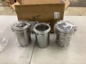 Lot of (3) Stainless Steel Storage Containers - Small Dent