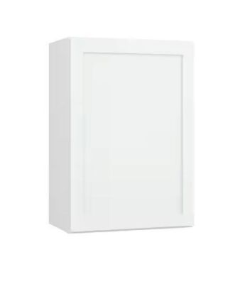 Hampton Bay Courtland 21 in. W x 12 in. D x 30 in. H Assembled Shaker Wall Kitchen Cabinet in Polar White - Damaged Corner