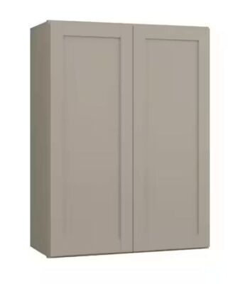 Hampton Bay Courtland 27 in. W x 12 in. D x 36 in. H Assembled Shaker Wall Kitchen Cabinet in Sterling Gray 