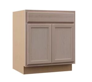 Hampton Bay 30 in. W x 24 in. D x 34.5 in. H Assembled Base Kitchen Cabinet in Unfinished with Recessed Panel