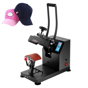 VEVOR 6x3.75Inch Curved Element Hat Press Clamshell Design Heat Press No Stick Digital LCD Timer and Temperature Control 