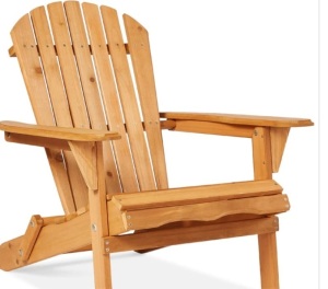 Folding Wooden Adirondack Chair, Accent Furniture w/ Natural Woodgrain