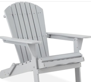 Folding Wooden Adirondack Chair, Accent Furniture w/ Natural Woodgrain