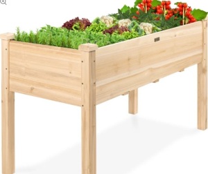 Raised Garden Bed, Elevated Wooden Planter Box w/ Foot Caps - 48x24x30in