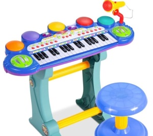 37-Key Kids Electric Keyboard w/ Microphone, Stool