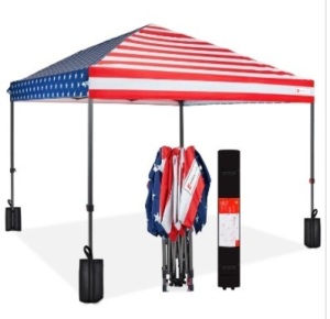 One-Person Setup Instant Pop Up Canopy w/ Case, 4 Weight Bags - 10x10ft