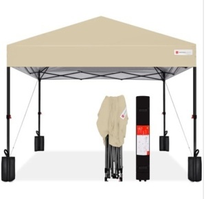 One-Person Setup Instant Pop Up Canopy w/ Case, 4 Weight Bags - 10x10ft