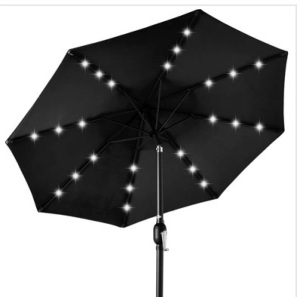 Solar LED Lighted Patio Umbrella w/ Tilt Adjustment, UV-Resistant- 10ft