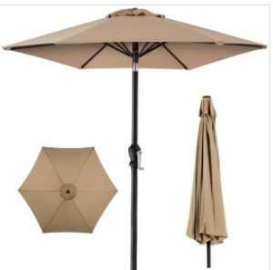 Outdoor Steel Market Patio Umbrella Decoration w/ Tilt, Crank Lift - 10ft