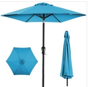 Outdoor Steel Market Patio Umbrella Decoration w/ Tilt, Crank Lift - 10ft