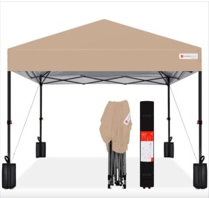 One-Person Setup Instant Pop Up Canopy w/ Case, 4 Weight Bags - 8x8ft