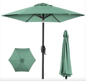 Outdoor Market Patio Umbrella w/ Push Button Tilt, Crank Lift - 7.5ft