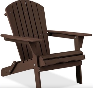 Folding Wooden Adirondack Chair, Accent Furniture w/ Natural Woodgrain