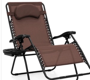 Oversized Reclining Zero Gravity Chair Lounger w/ Cup Holder, Pillow