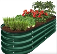 Outdoor Raised Metal Oval Garden Bed, Planter Box - 4x2x1ft