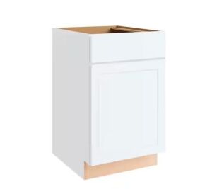 Hampton Bay Courtland 21 in. W x 24 in. D x 34.5 in. H Assembled Shaker Base Kitchen Cabinet in Polar White 