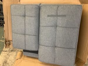 Linen Upholstered Convertible Sofa Bed Futon w/ 2 Cupholders