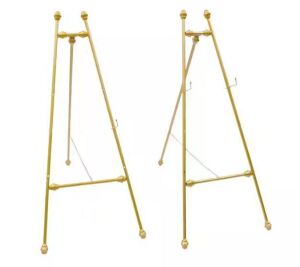 Gold Metal Portable Floor Easel Stand for Decorative Display 46.5 in. x 19.7 in., Set of 2 