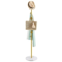 Mr Ironstone Freestanding Metal&nbsp;Coat Rack with Marble Base and 8 Hooks, Gold, 66.9" Tall - Appears New&nbsp;