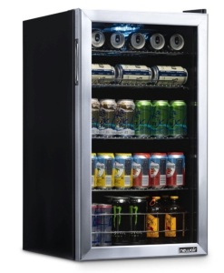 Newair 126 Can Freestanding Beverage Fridge in Stainless Steel, with 4-Adjustable Shelves - Appears New    