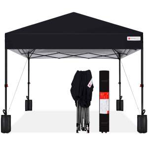 One-Person Setup Instant Pop Up Canopy w/ Case, 4 Weight Bags