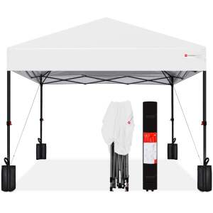 One-Person Setup Instant Pop Up Canopy w/ Case, 4 Weight Bags