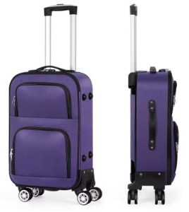 1-Carry on Luggage Bag, Softside Suitcase Spinner Luggage with Lock