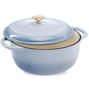 Cast-Iron Dutch Oven Kitchen Cookware w/ Enamel, Handles - 6qt