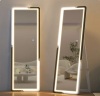 LVSOMT 63"x20" Full Length Mirror with LED Lights, Standing Floor mirror, Rectangle Body Mirror for Bedroom, Black White