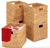 Set of 5 Collapsible Hyacinth Storage Baskets w/ Inserts - 13x13in