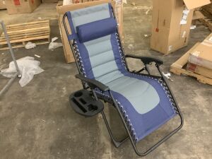 Oversized Padded Zero Gravity Chair, Folding Recliner w/ Headrest, Side Tray